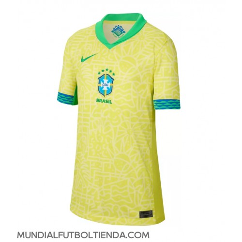 Camiseta Brasil Primera Equipación Replica Copa America 2024 para mujer mangas cortas